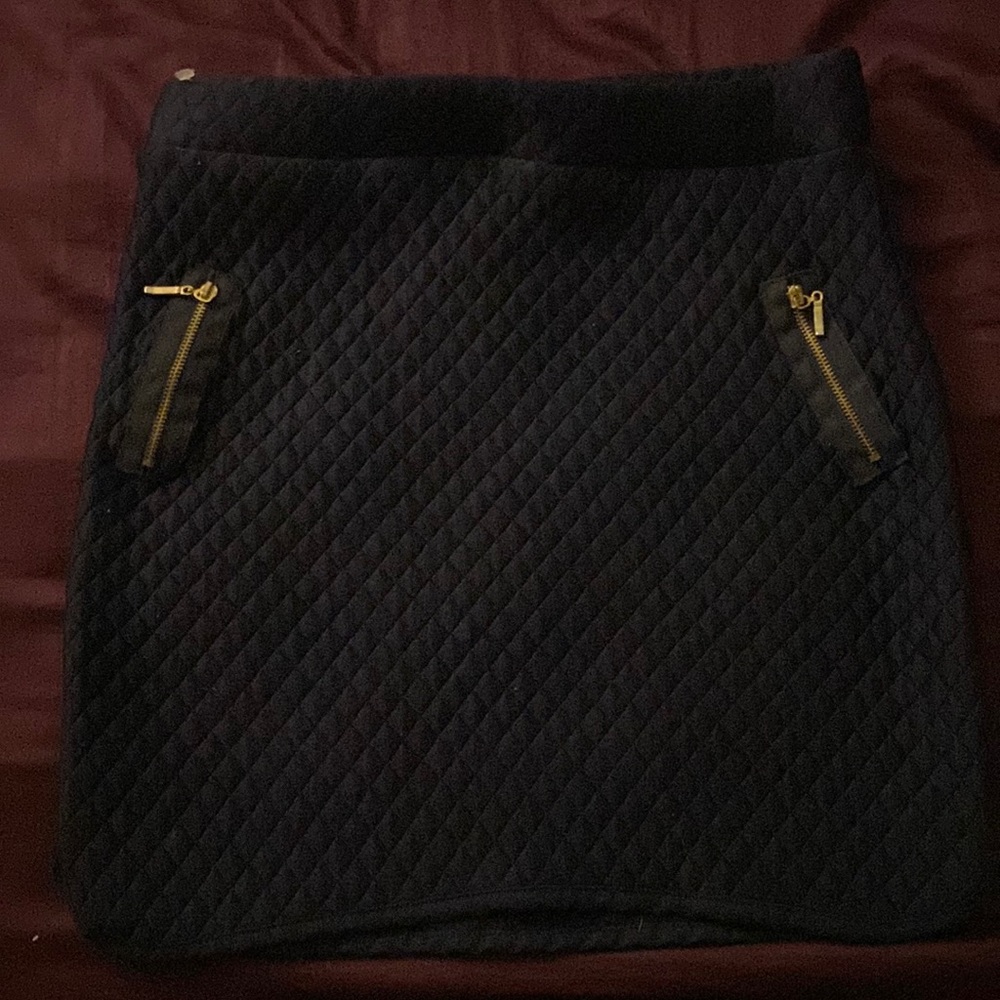 Zara, blue skirt.
